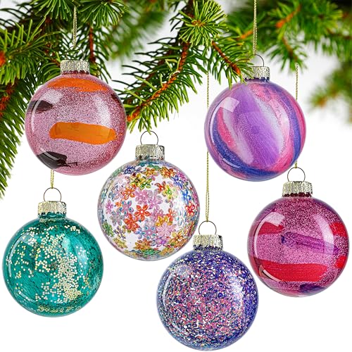 6pcs Glass Christmas Balls Ornaments 2.4 Inch...