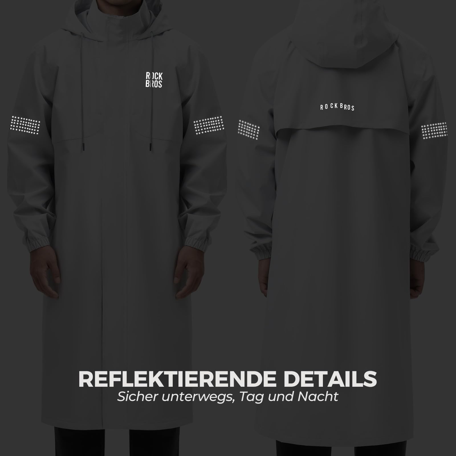 ROCKBROS Regenjacke für Herren Damen, Wasserdichte Atmungsaktiv Regenponcho Regenmantel Windjacke mit Kapuze für Pendeln, Wandern, Camping, Alltag