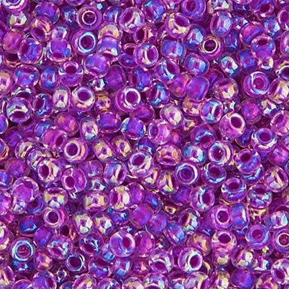Miyuki Seed Bead 8/0 APX.22g - Magenta AB Lined-Dyed Japanese Glass Seed Beads