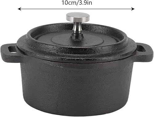 Miniatura 2 de Olla de hierro fundido, olla de horno holandés con tapa, olla para servir, horno holandés con doble asa, horno holandés para hornear pan y cocinar