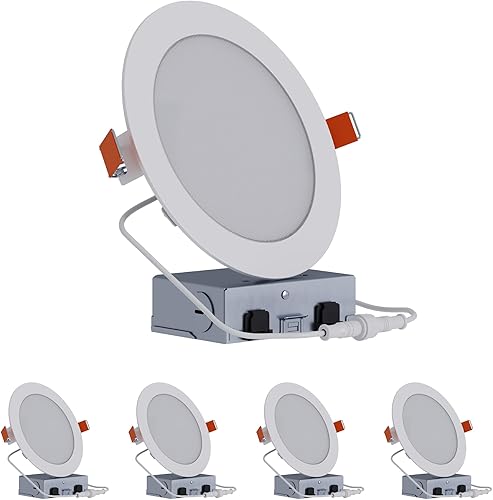 HALO HLB HLBLSFS5-4PK - Luz LED empotrable de techo y ducha regulable de 6 pulgadas con lúmenes seleccionables y temperatura de color 2700K-5000K