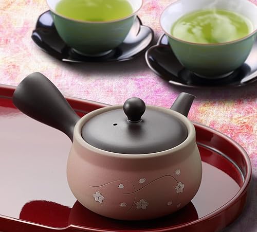 Miniatura 3 de Japanese Green Tea Co. Tetera japonesa de arcilla roja para té verde (9 onzas), tetera tradicional de arcilla fabricada en Tokoname con diseño