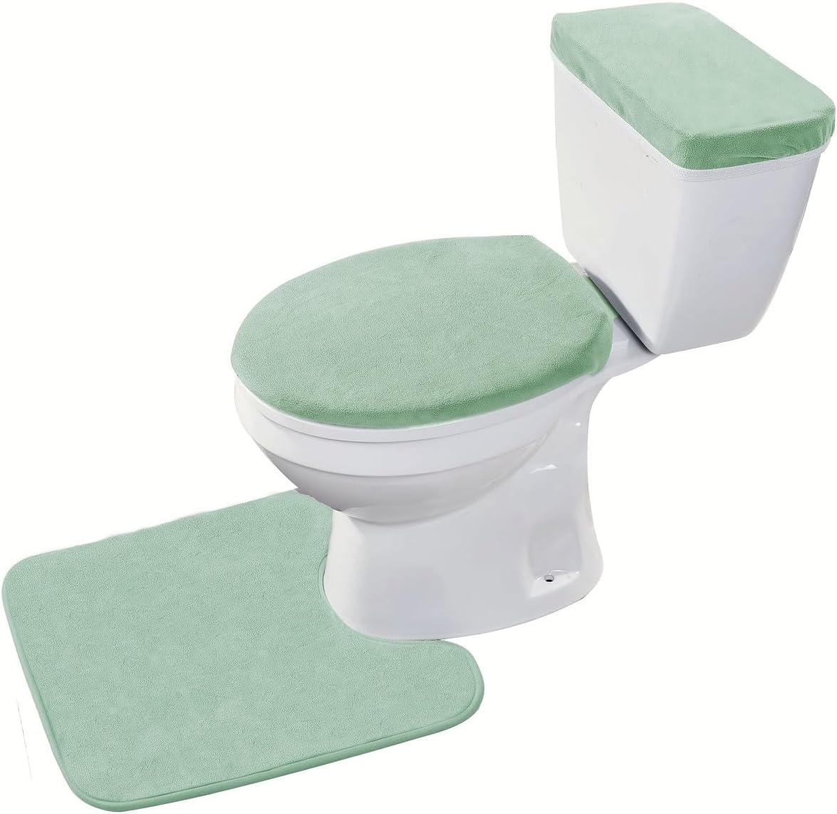 Madeals Memory Foam Toilet Mat and lid Cover Set with Toilet Tank Cover 3 Piece Toilet Set Sage Green