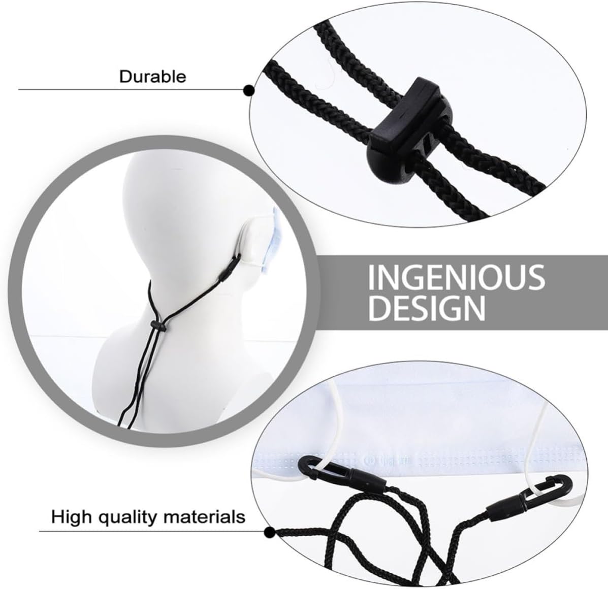 2pcs Adjustable Face Mask Strap Extenders Ear Hook Lanyards with Elastic Plastic Material for Comfortable Ear Relief and Secure Fit, Suitable for Everyday Use