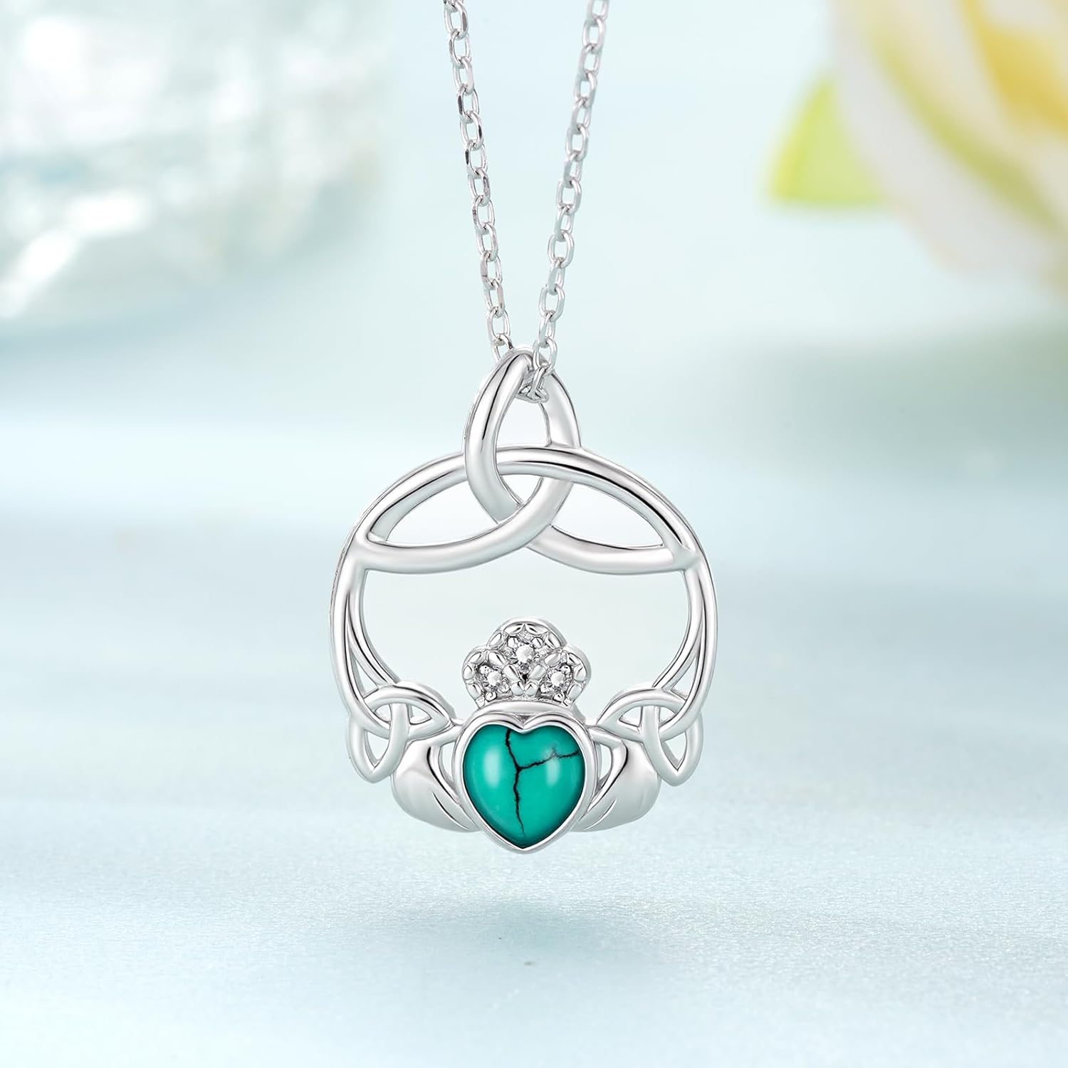Claddagh Necklace for Women 925 Sterling Silver Celtic Necklace for Women Irish Jewelry Gifts for Women - Image 2