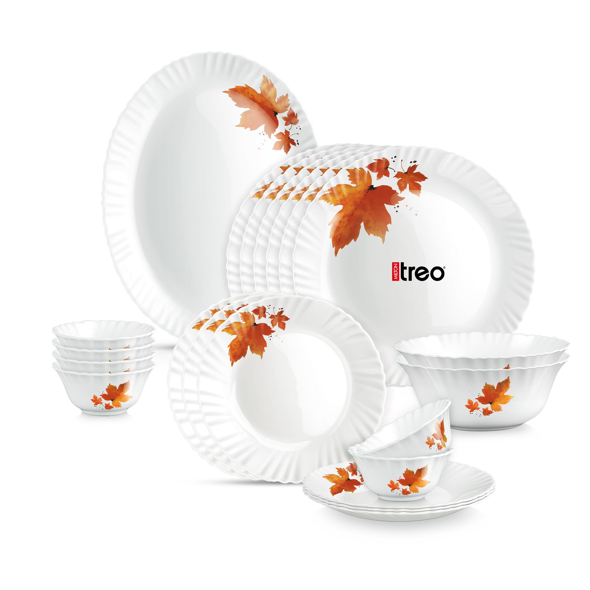 Treo by Milton Opalware Aurelia Mapelle Dinner Set of 21 | Serving