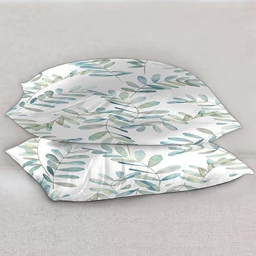 Miniatura 5 de Funda de almohada de satén con cierre de sobre para cabello y piel, funda de almohada de seda tamaño Queen con patrón de hojas tropicales en