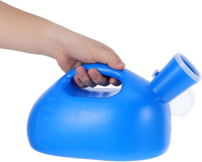 2 unidades de orinal masculino: botella orinal para hombres con tapa antidesbordamiento, capacidad de 3000 ml, contenedor de orina de plástico para uso en interiores, al aire libre, camping y automóvil miniatura 6
