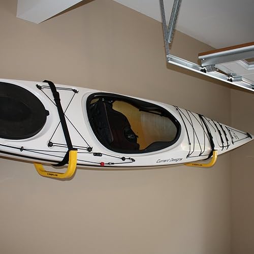 Miniatura 3 de Suspenz Kayak Canoa SUP Percha de almacenamiento para pared de garaje, interior y exterior, estante de Jay Rack, amarillo, (11-0001)