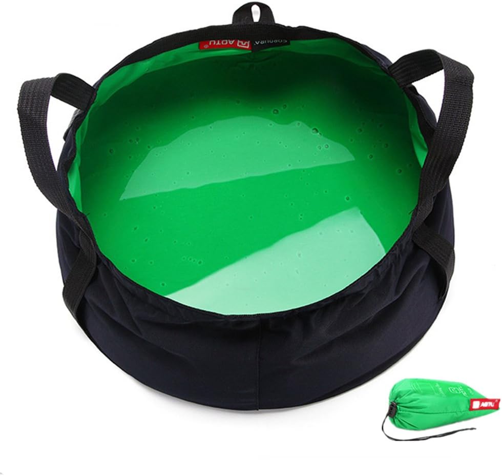 7.5L Lightweight Portable Folding Wash Basin Wash Bowl Multi-Functional Collapsible Bucket Water Bag Water Storage Collapsible Carrying Pouch Handle Bag for Outdoor Camping Fishing