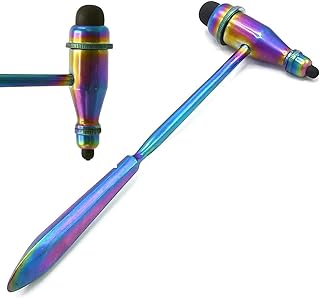 AAProTools Stainless Steel Tromner Reflex Hammer with Black Bumpers Rubber Full Rainbow Color