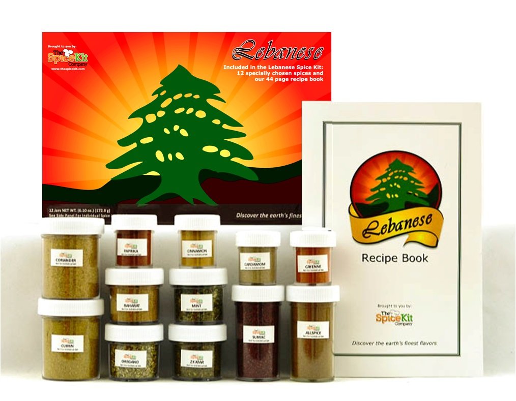 Lebanese Spice Kit- 12 Fresh Lebanese (Mediterranean / Middle Eastern) Spices & 44 Page Recipe Book to Easily Cook Delicious, Authentic Lebanese Food at Home.