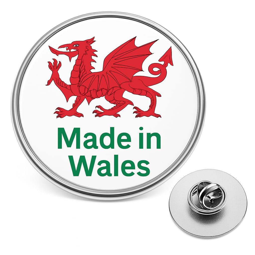 Welsh Lapel Pin Badge – Cymru Red Dragon & Flag Brooch (20mm) – Patriotic Wales Collectable for Remembrance, National Events, Football & Welsh Pride Gift Souvenir (Made in Wales)