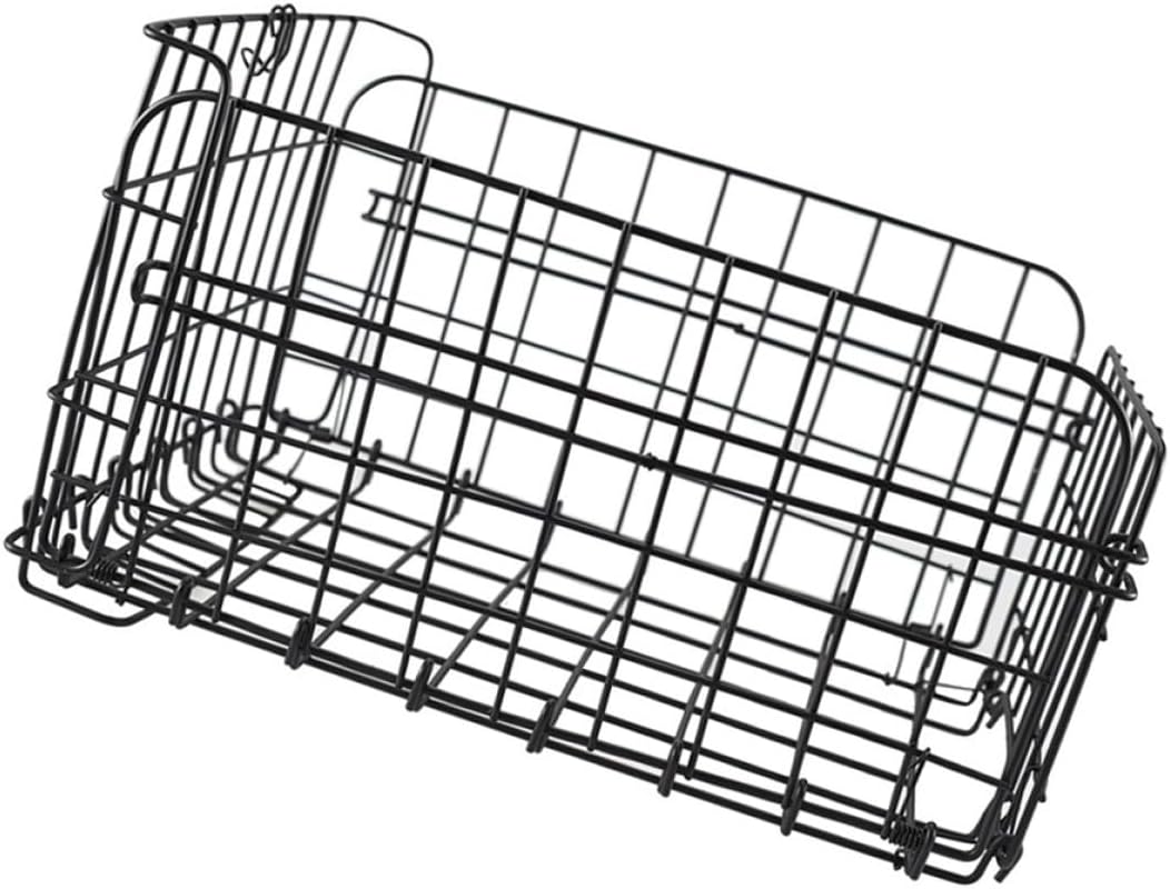 Amosfun Foldable Bike Basket Rear Rack Steel Wire Bicycle Accessory Universal Cycling Storage Basket for Mountain and Electric Bikes