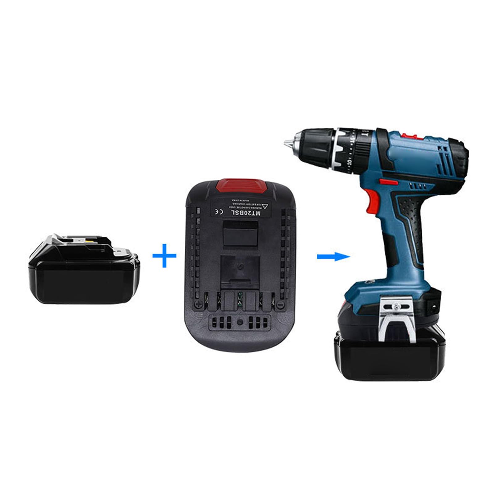 Para baterías de 18 V, fácil de transportar, carcasa de plástico resistente, adaptador general para herramientas eléctricas, fácil instalación de baterías a adaptadores de herramientas