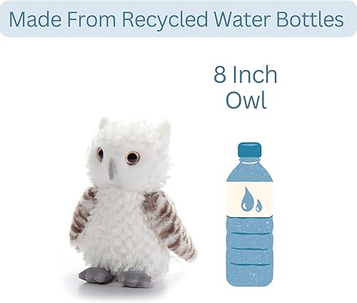 Miniatura 3 de The Petting Zoo Peluche de búho, regalos para niños, animales de vida silvestre Scoopz, juguete de peluche de búho blanco, 8 pulgadas