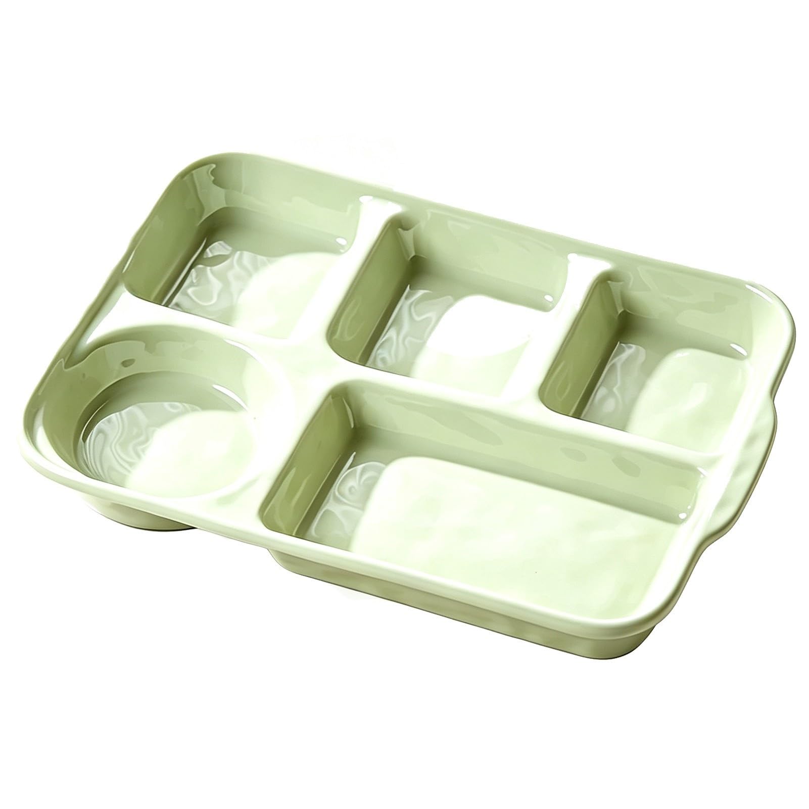 Meiiron Assiettes de service, plateau rectangulaire divisé en céramique for camping-car adultes et for le contrôle des portions(Green)
