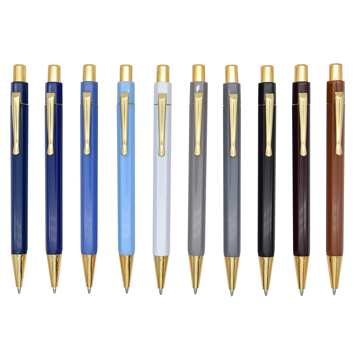 SIPLIV 10 Pcs Click Ball Pens Metal Pen Clip Retractable Pen Glitter Ballpoint Pens with Blue Ink Office Supplies Gift Pens - Image 3