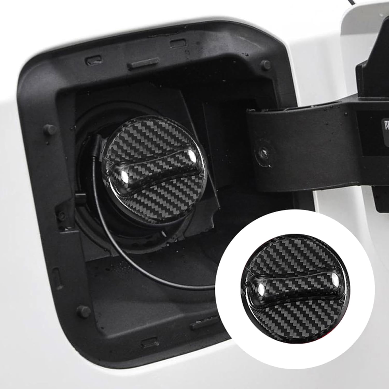 Real Carbon Fiber Car Gas Fuel Tank Cap Cover Trim Compatible with Nissan (Black, Diameter of 7.2 cm)