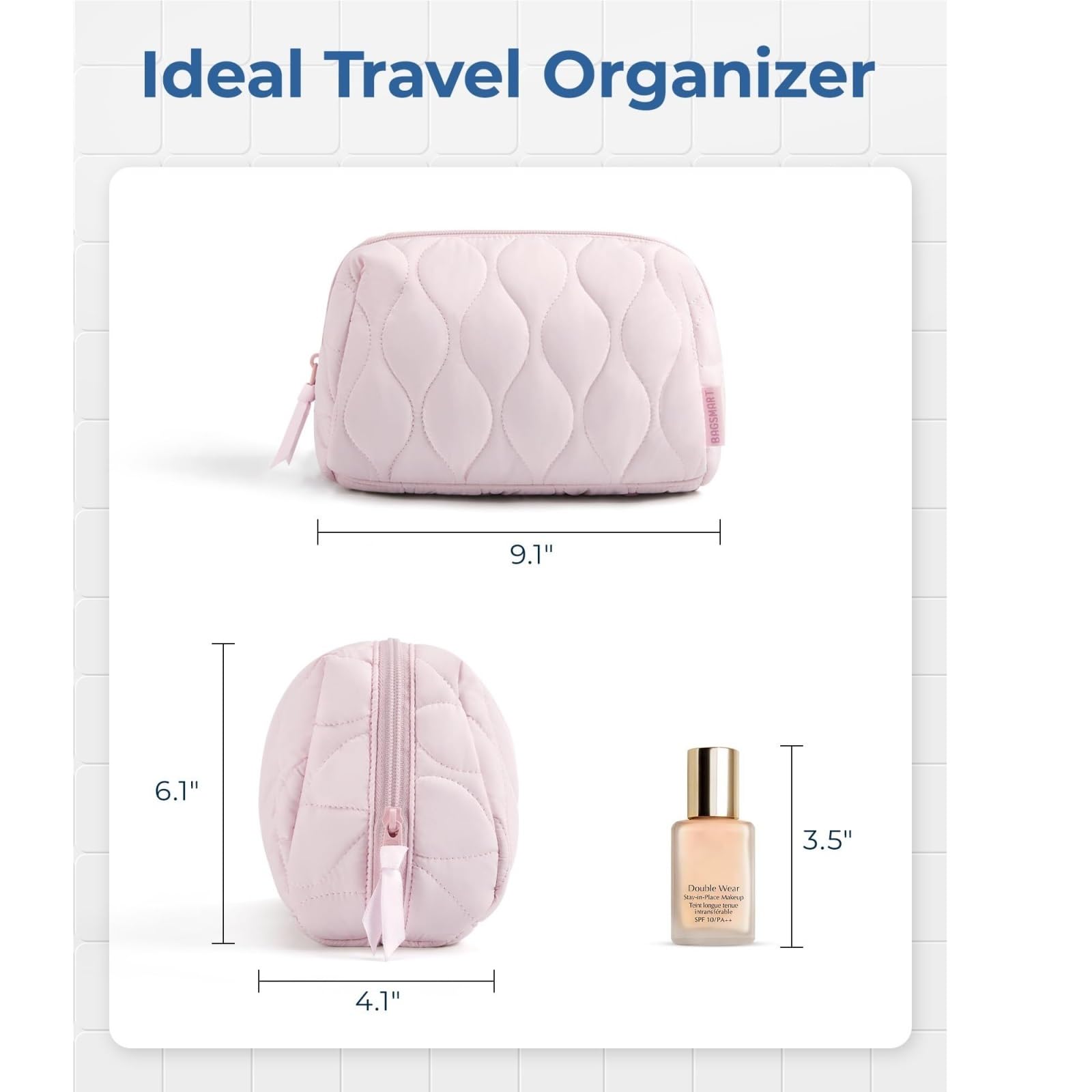 Kosmetiktasche Damen Reise-Kosmetiktasche, Flauschige, Verdickte Kosmetiktasche, Kosmetiktasche Mit Breiter Öffnung Kulturbeutel(Pink)