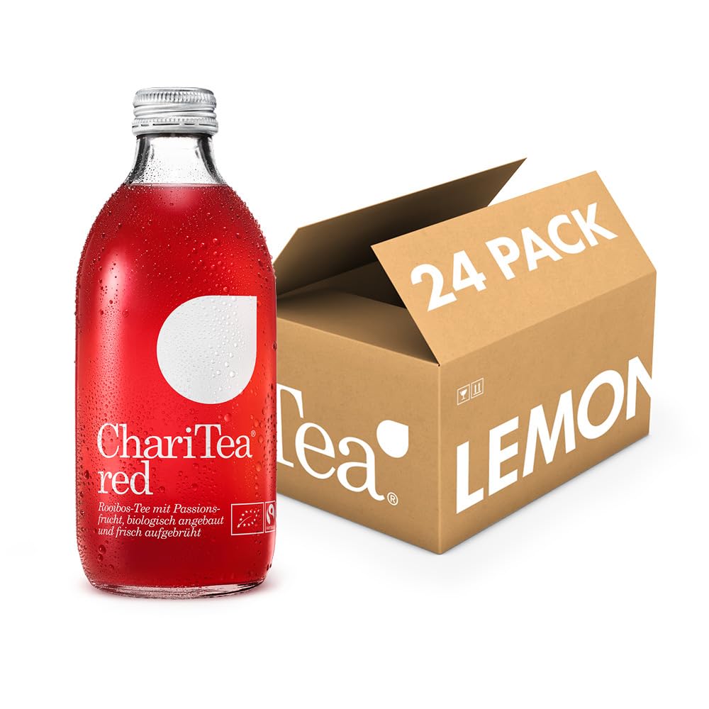 Charitea - Red - Fairer Eistee mit besten Bio Zutaten - Leckeres Erfrischungsgetränk in Glas Flasche - Biologisch angebauter Tee (24 x 330ml)