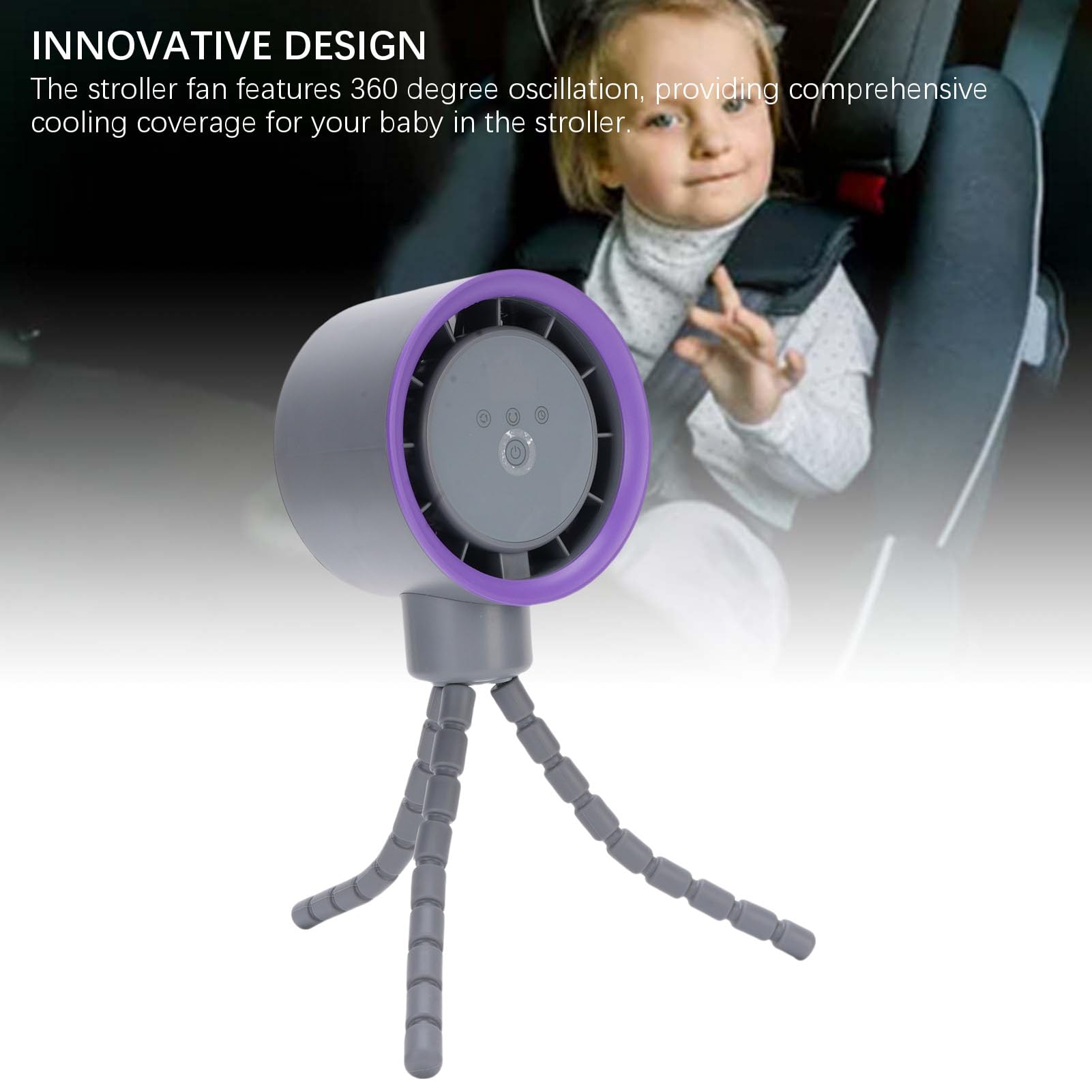 Tangxi Ventilador Portátil con Clip y Trípode Flexible para Cochecito, Mini Ventilador con Pantalla Digital, Batería de Iones de Litio de 4000mAh (GRAY)