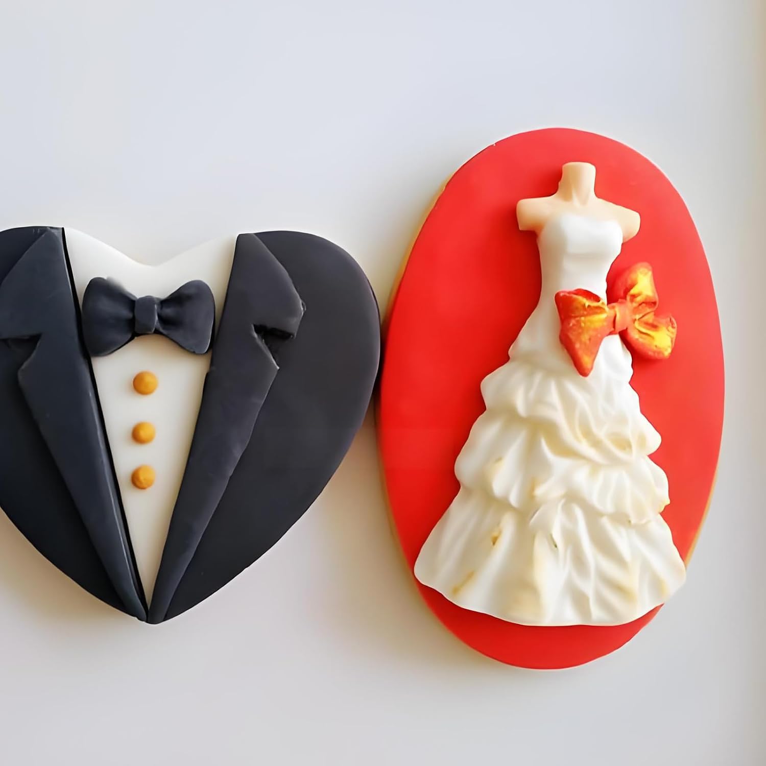 Wedding Dress Silicone Molds, Dress Skirt Chocolate Baking Molds for Wedding Cake Decoration Candy Sugar Craft Gum Paste Ice Cube Soap Candle Clay Resin