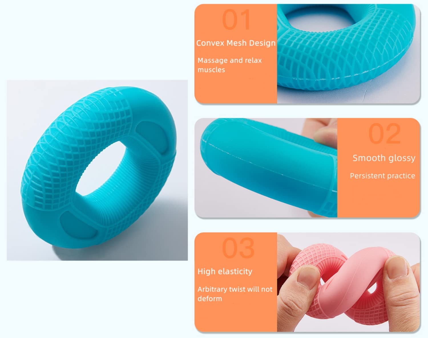 Bleu - Anneau De Force De Préhension En Silicone, Petit Appareil De