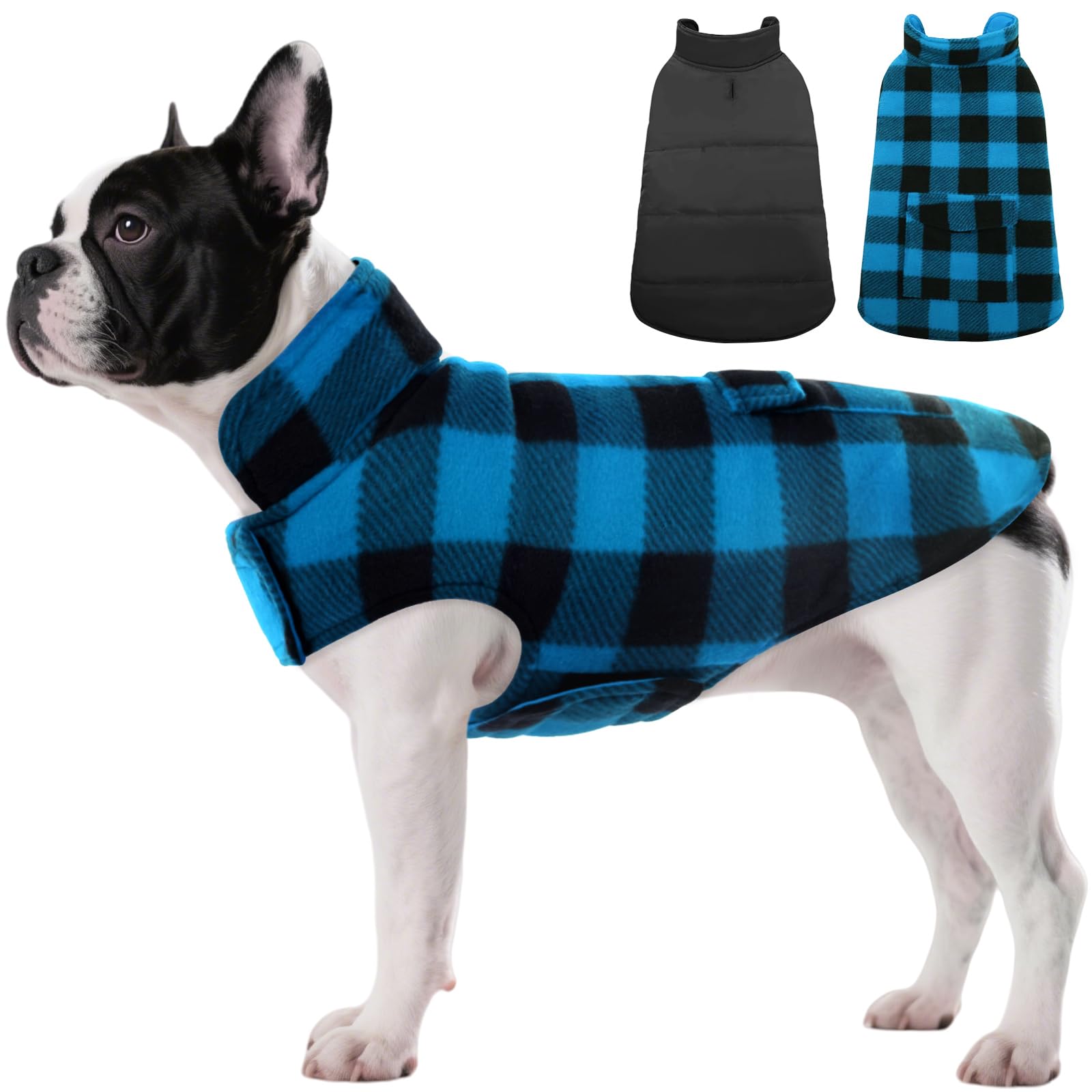ASENKU Cappotto Cane Impermeabili Invernale, Cappottino Cane Reversibile Antivento Freddo, Calda Giacca per Cani Taglia Piccola XS, Gilet per Cani con Fodera in Lana Protegge Dal Freddo