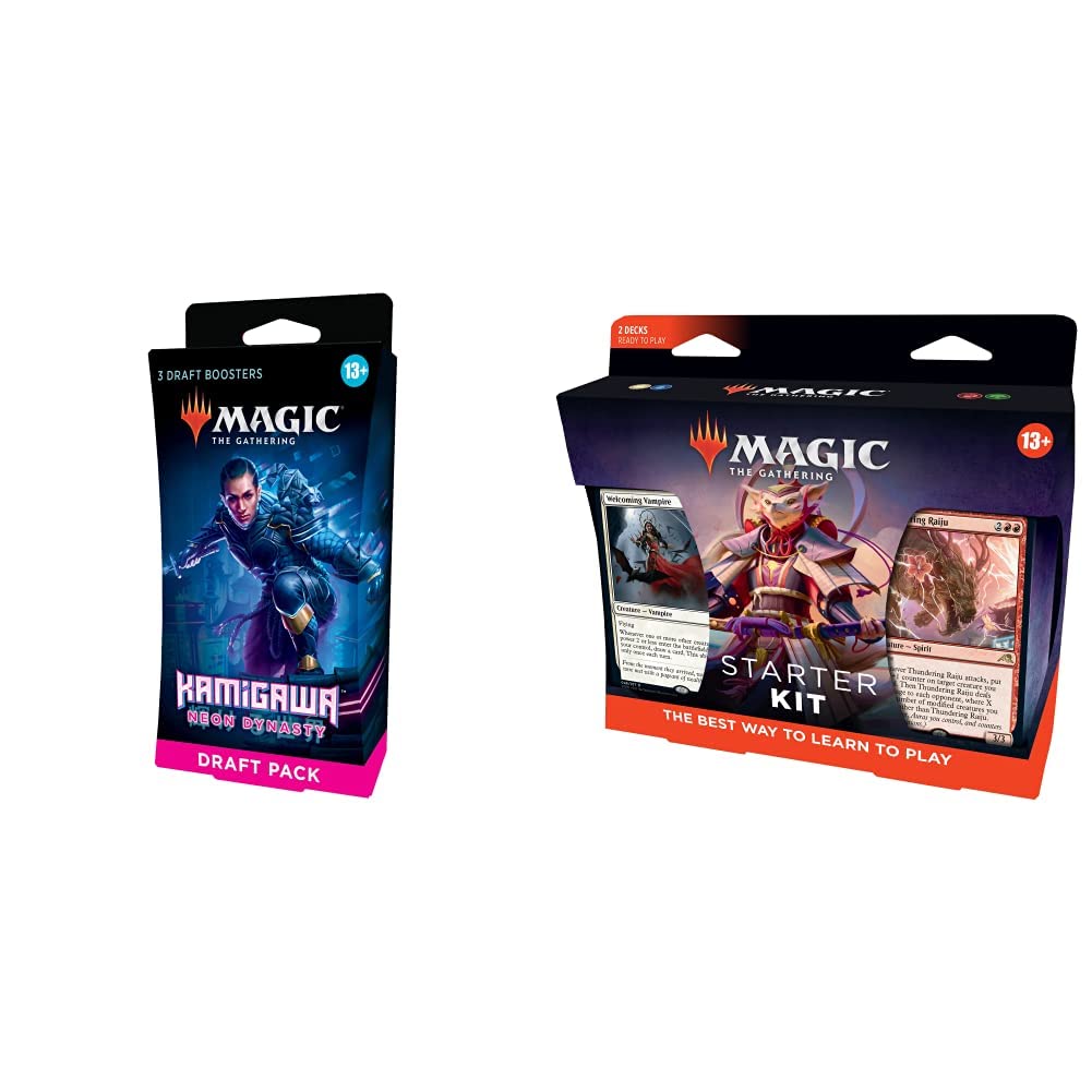 Magic The GatheringKamigawa: Neon Dynasty 3-Booster Draft Pack & 2022 Starter Kit, 2 Ready-to-Play Decks, 2 MTG Arena Code Cards, Multicolor (D05660000)