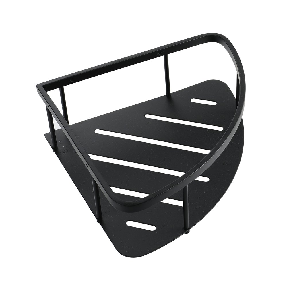 Estante de ducha de acero inoxidable negro para esquina de baño y cocina