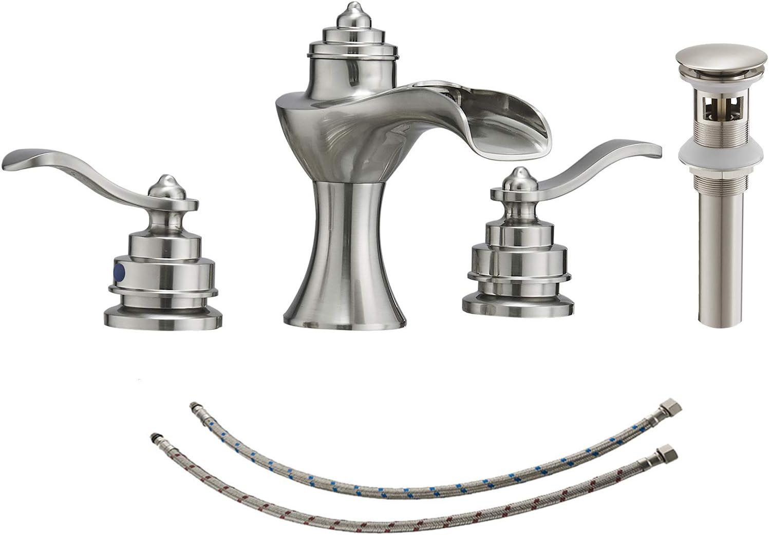 Bathfinesse 3 Hole Bathroom Faucet 8 Inch Brushed Nickel TwoHandle