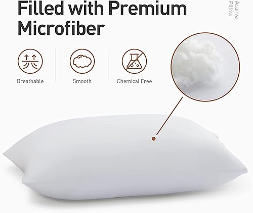 Miniatura 2 de Acanva Paquete de 2 almohadas de cama de la colección Hotel de inserciones suaves de lujo para dormir, transpirables y cómodas para personas que