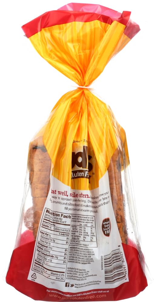 Udi's Gluten Free Cinnamon Raisin Bread 12oz (Pack of 3)