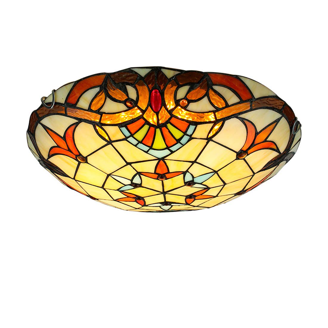Tiffany Style Ceiling Lights Flush Mount, Vintage Stained Glass Hallway Ceiling Lamp, E27 Bulb Retro Round Shade Ceiling Lighting Fixtures for Bedroom Living Room,B,40cm — image 1