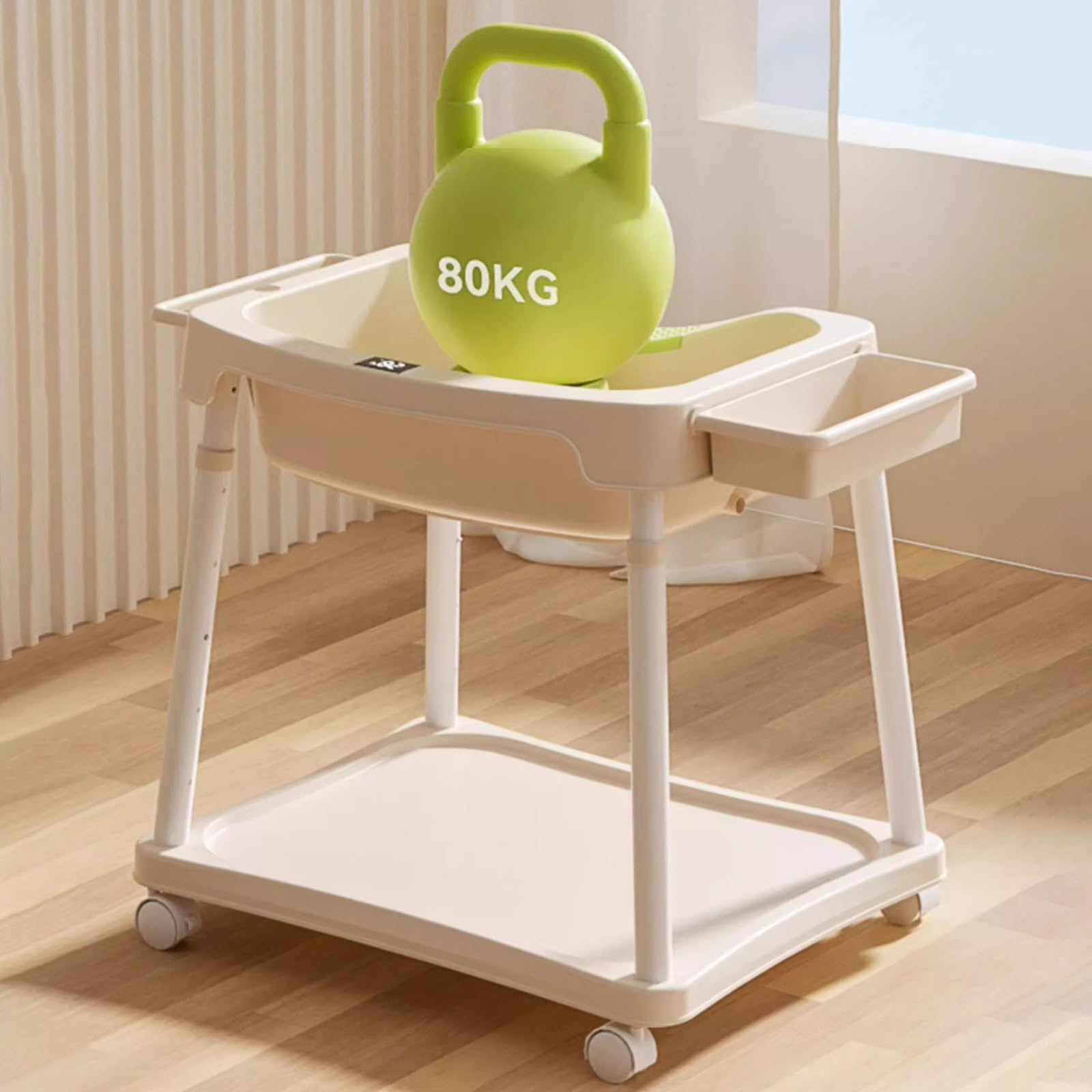 5 Altezza Lavatesta per Capelli con Display della Temperatura, Vassoio Mobile per Poggiatesta per Lavare Capelli, Cuffia Shampoo per Allettati