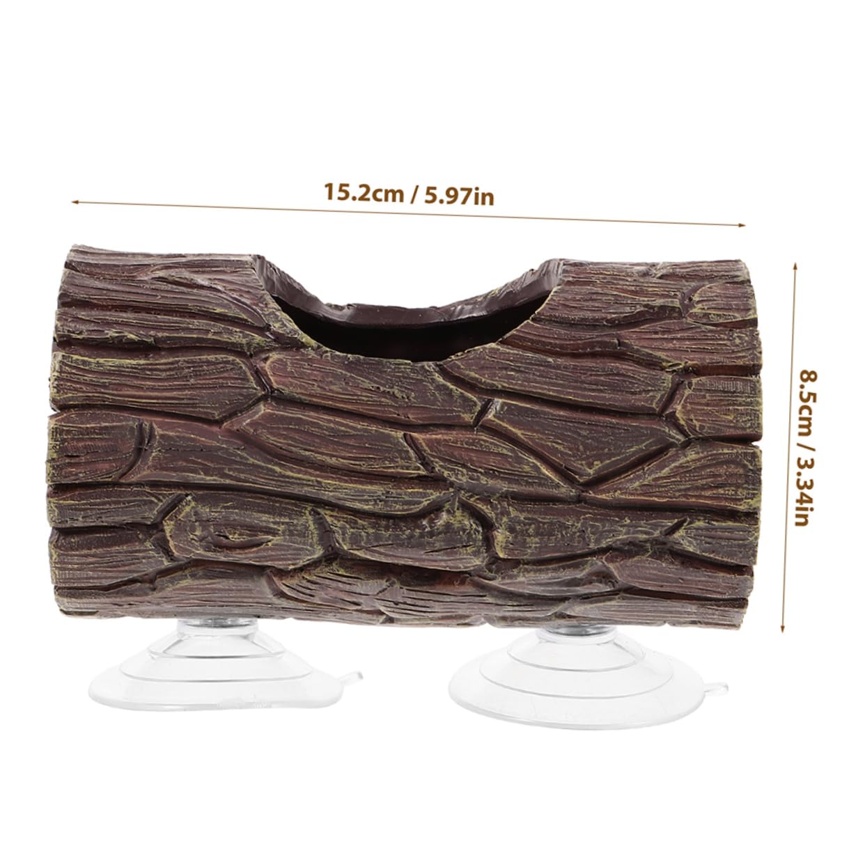 HEMOTON Lizard Hideout Decor with Suction Cups Realistic Tree Trunk Design for Reptiles Amphibians Fish Easy Installation Accessory Naturalistic Habitat Enhancer