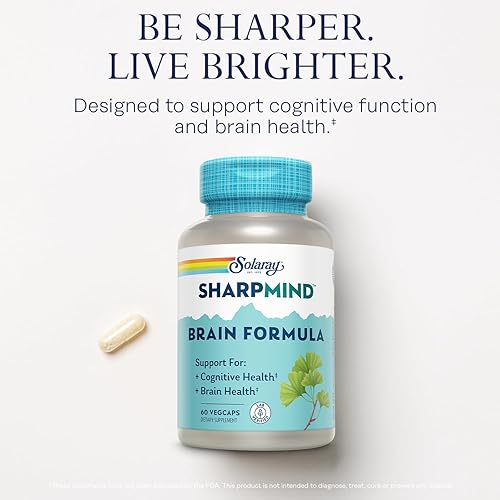 Miniatura 3 de SOLARAY SharpMind Fórmula de apoyo cerebral – Suplementos cerebrales nootrópicos – Apoyo cognitivo y de salud cerebral con ginkgo biloba – 60 días