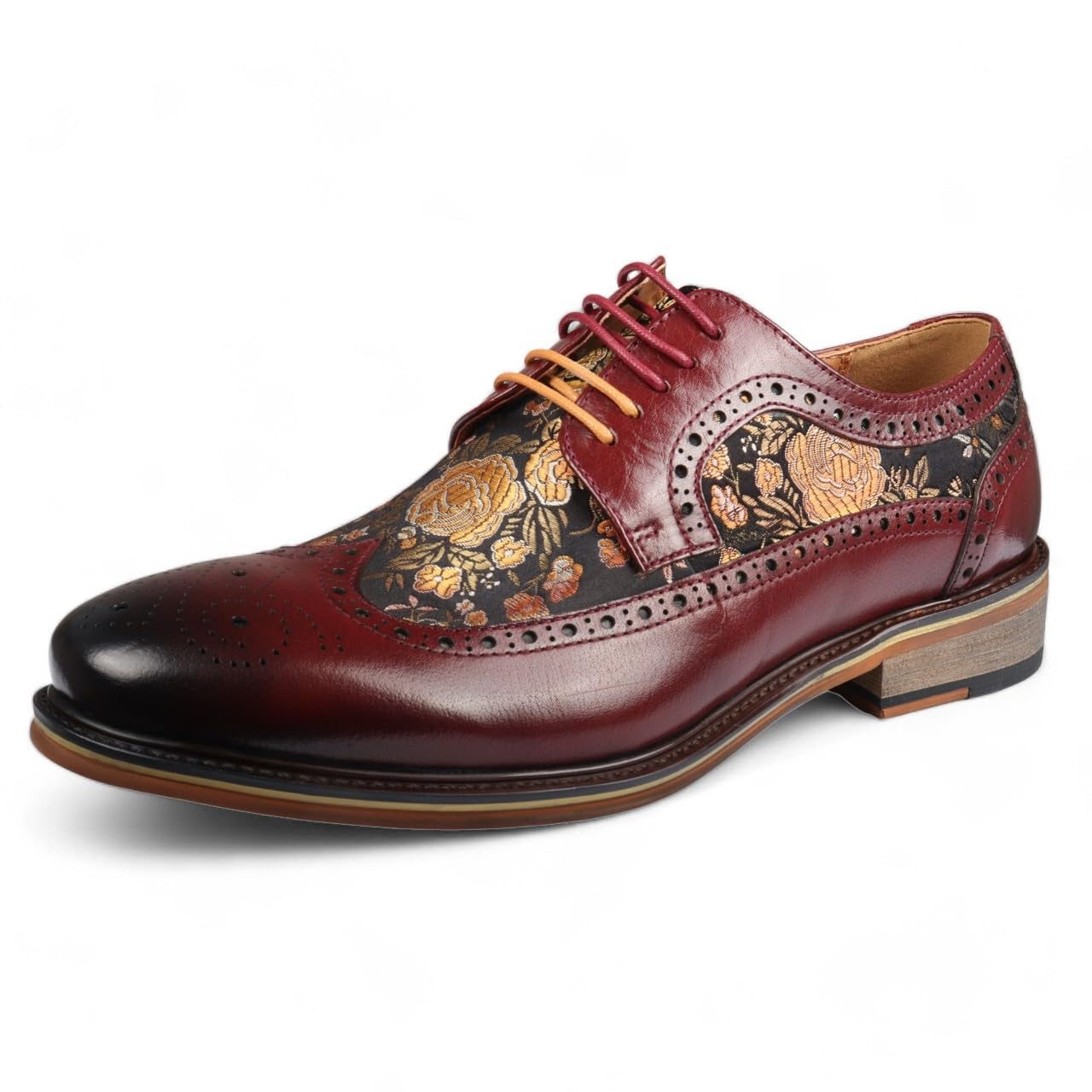 Scarpe Eleganti Brogue in Pelle con Stampa Floreale da Uomo - Ross