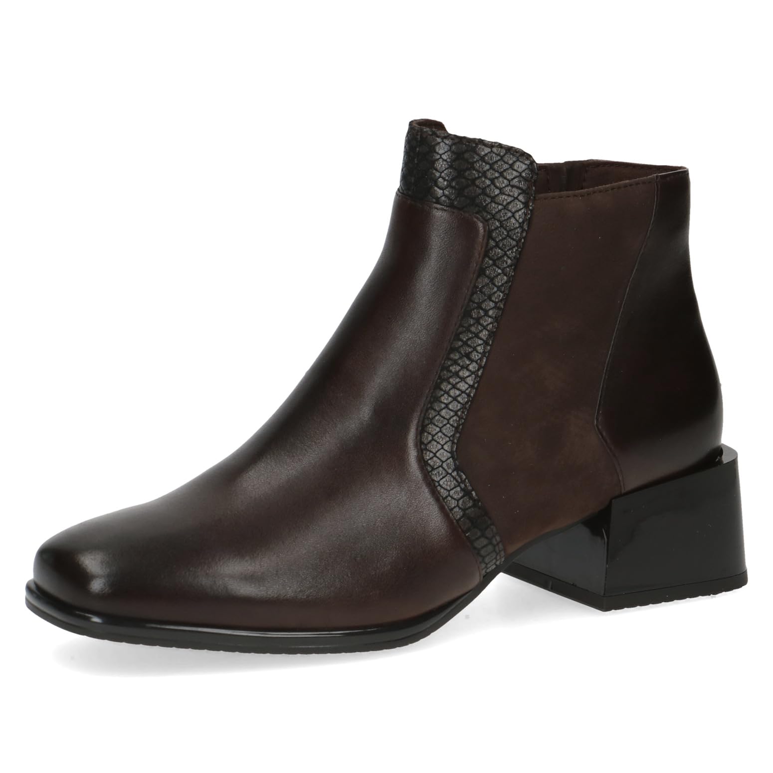 CAPRICE Women's ankle boots with heel in leather low heel Width G, Brown (Dk Brown Comb), 6 UK