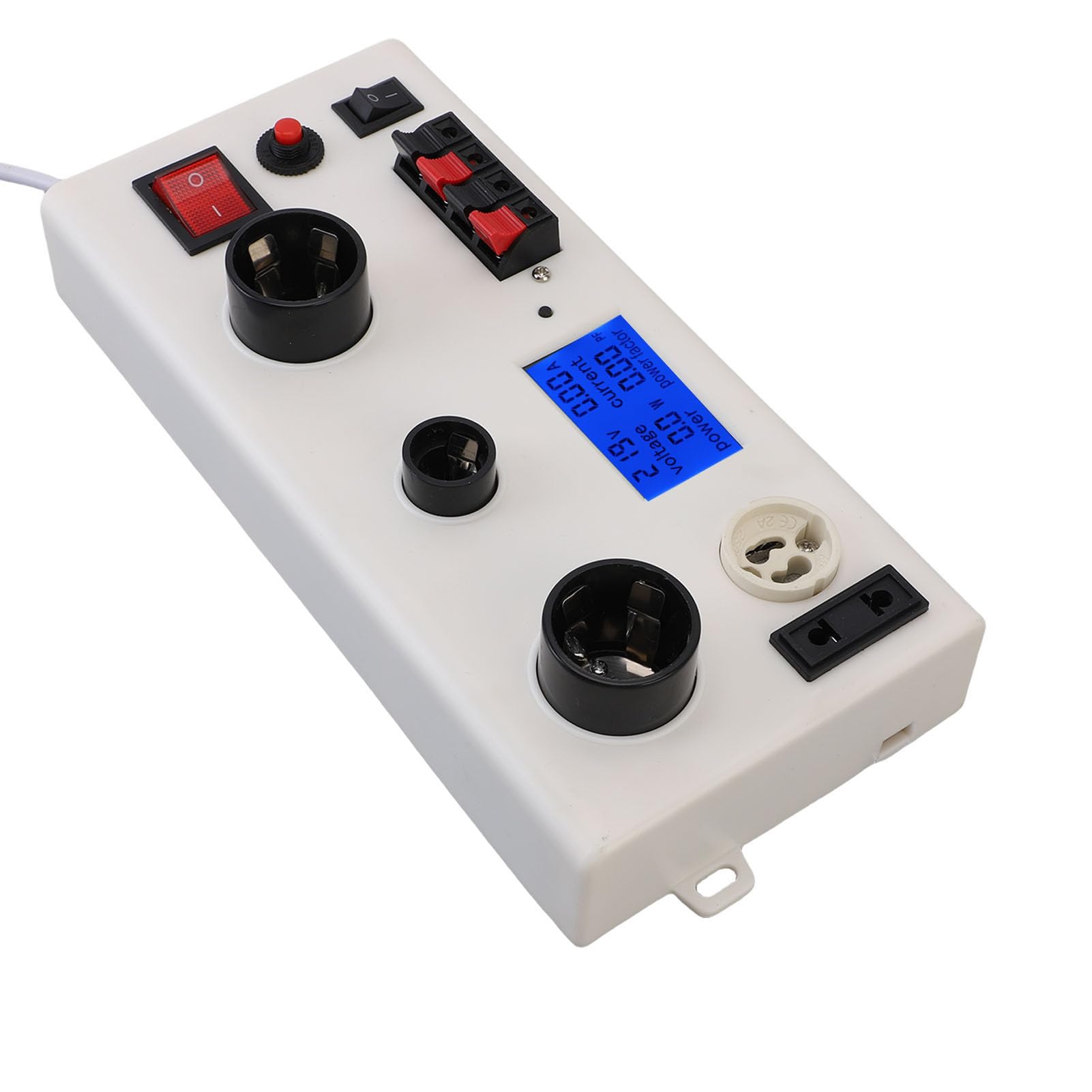 FTVOGUE Tester di Potenza della Lampadina a LED, Tester PF di Potenza di Tensione di Corrente Multifunzionale per E27 E14 GU10 Spina a 2 Poli con Doppio Interruttore di Controllo (Spina UE 85-265 V)