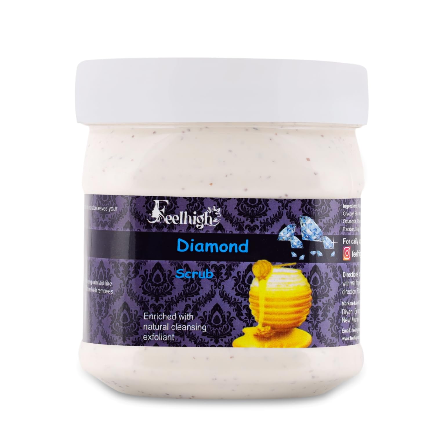 Feelhigh Scrub For Face & Body (Diamond Scrub, 500 ML) Enriched With Natural Cleansing Exfoliant All Skin |Cleanser Scrub For Deep Exfoliation | Dead Skin Remover Scrub | Tan Removal | Blackhead Remover Scrub | Face Scrub | Body Scrub-image-49