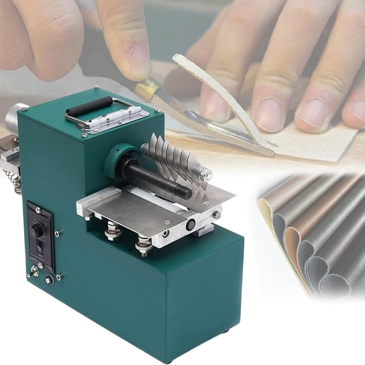 ASerZenith 90W Leather Cutting Machine, Electric Leather Strip Cutter, Leather Skiving Splitter Skiver, Adjustable Cutting Width:2-86Mm, For Leather
