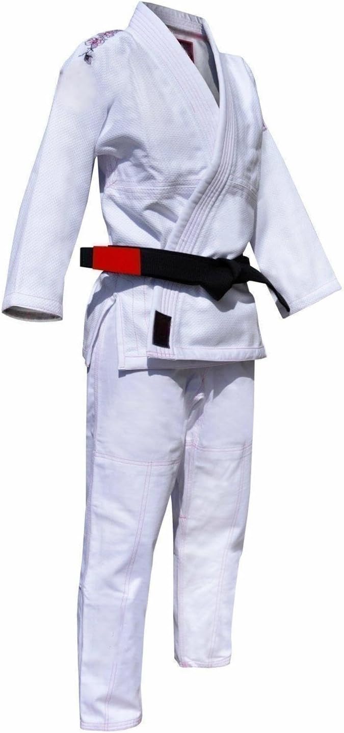 All-Around Style Jiu Jitsu Uniform, White (Pink Lettering), Size W3