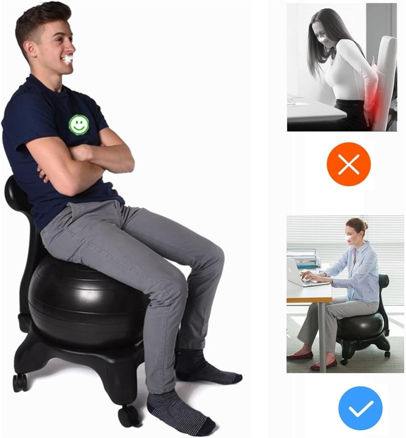 Yoga Ball Chair,Yoga Ball，Exercise Ball, Yoga Ball Chair Ergonomic Chair with Replaceable Balls Stability Yoga Ball Chair for Office Home Classroom Exercise Ball Seat(Pink)