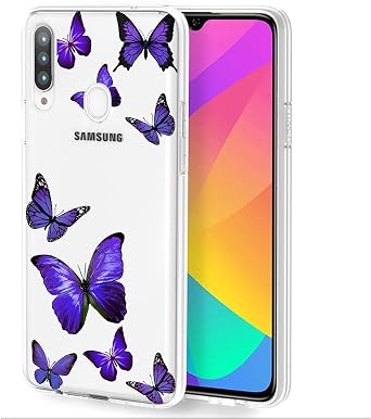 Case for Galaxy A20S Not fit A20, Samsung A20S Case for Girls Women, Slim Shockproof Clear Pattern Flexible TPU Back Phone Protective Cover Cases for Samsung Galaxy A20S Purple Butterfly