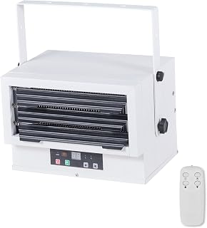 VEVOR Electric Garage Heater, 5000-Watt (2500/5000W) Ceiling Mounted Shop Heater, With Remote Control & Overheat Protection & Low Noise Cross-flow, Commercial for Indoor Workshop Warehouse,240V White