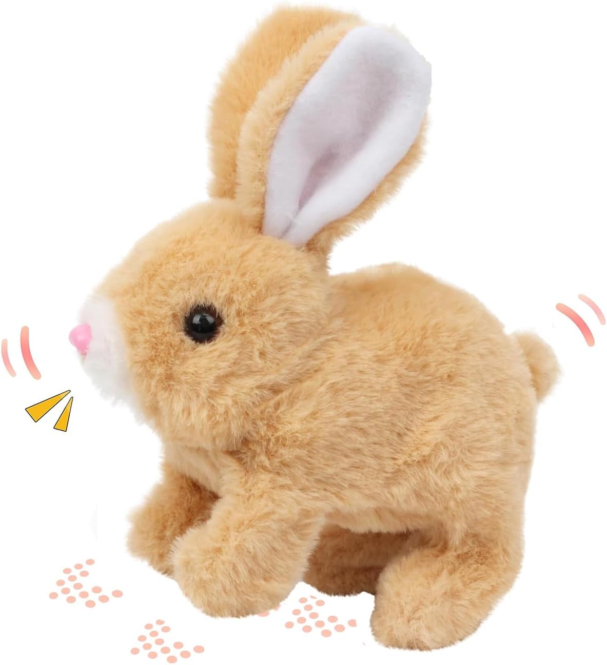 KEHOO Hopping Bunny Toy, Easter Educational Interactive Bunny Toy, Plush Bunny Hopping Rabbit with Sounds and Movements, Twitching Mouth and Nose, and Wiggling Ears (brrow)