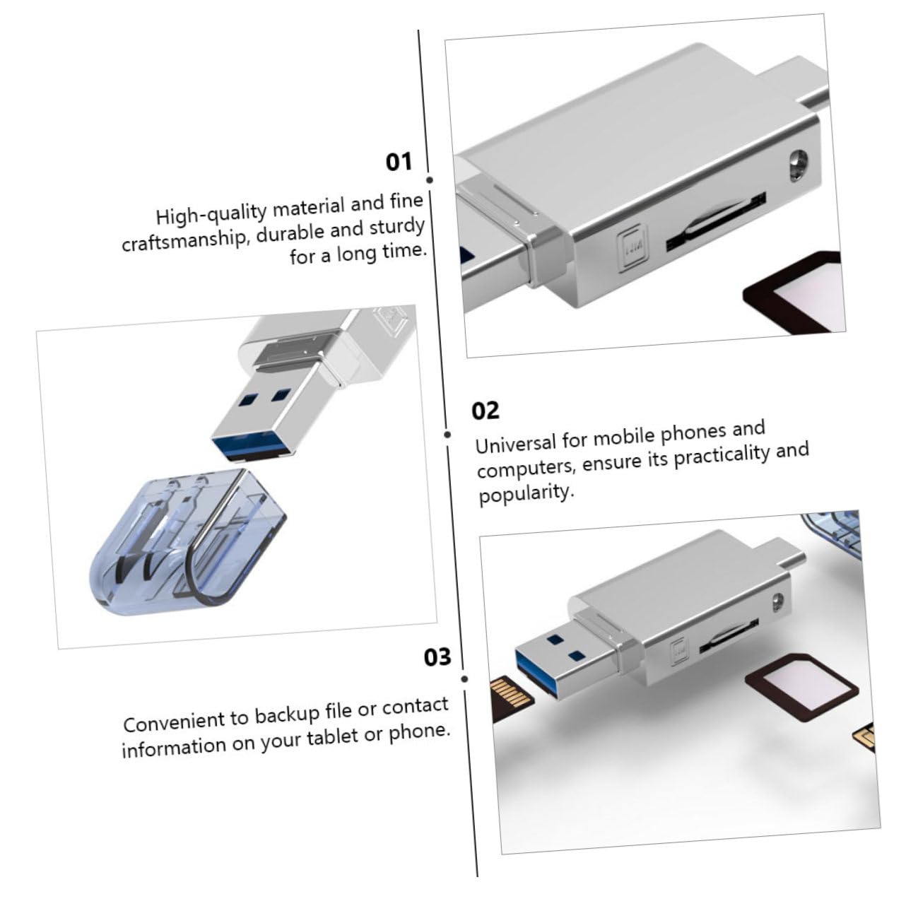Lettore Schede Usb3.0 Type-c in Lega di Zinco e Abs