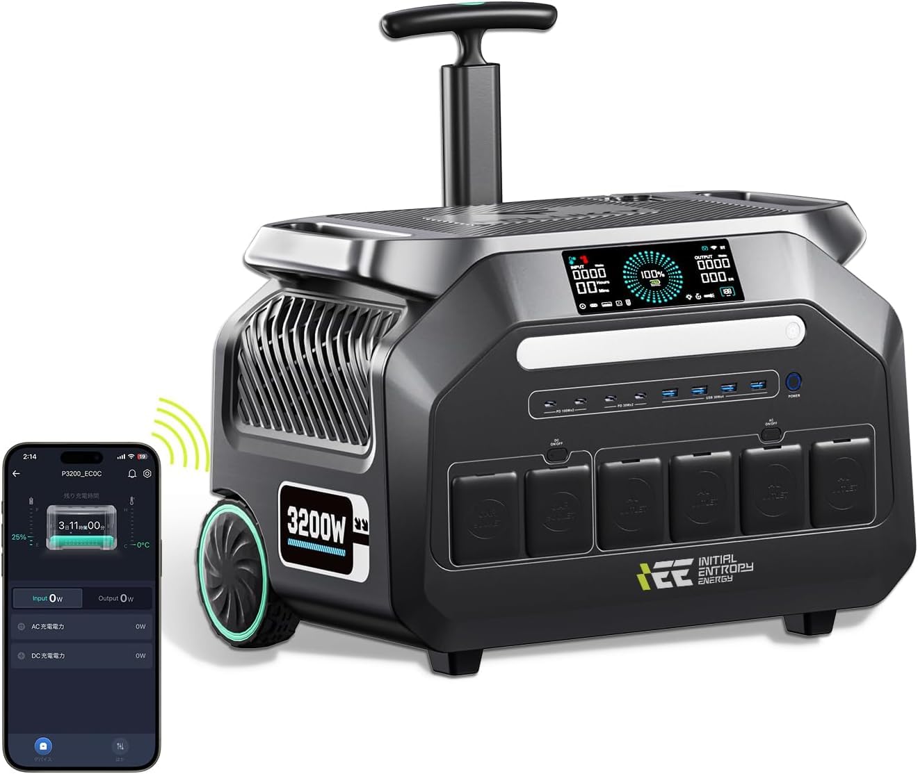 IEE P3200 Portable Power Station 3200W 2048Wh Solar Generator 1800W AC Charging 1000W Solar Charging LiFePO4 Battery Power
